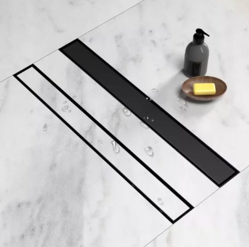 1000196923.jpg Sumidero Desagüe 10x50cm Acero Inoxidable, Alto tránsito, Negro Mate