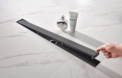 1000196924.jpg Sumidero Desagüe 10x50cm Acero Inoxidable, Alto tránsito, Negro Mate