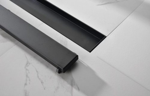 1000196928.jpg Sumidero Desagüe 10x50cm Acero Inoxidable, Alto tránsito, Negro Mate