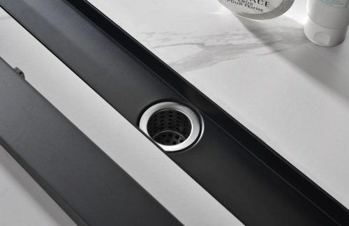 1000196929.jpg Sumidero Desagüe 10x50cm Acero Inoxidable, Alto tránsito, Negro Mate