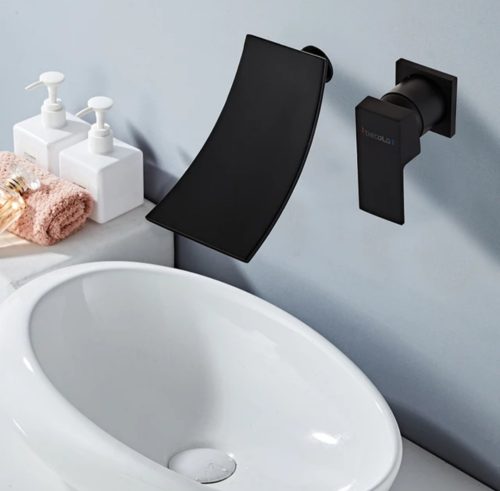 1000216064.jpg Grifo Pared Monocomando Elegante Negro Mate XM Baño