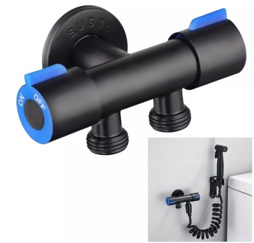 Válvula Doble Negro Mate para Ducha Bidé