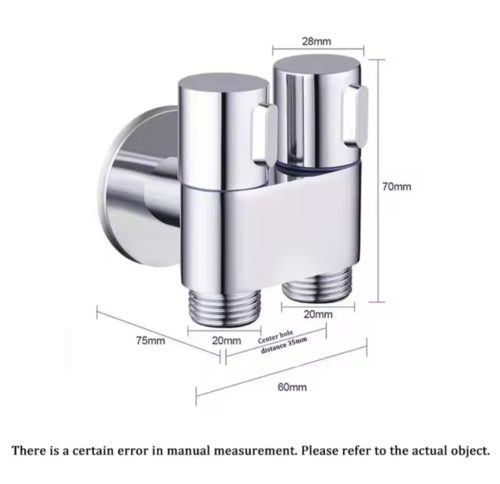 1000233689.jpg Válvula doble, conexión de 1/2" Acero Cromado, pesada.